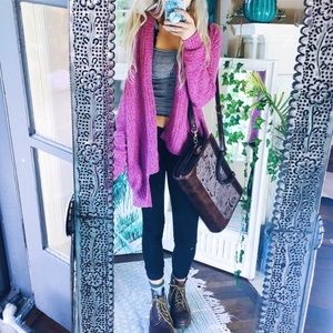 Fuchsia Dazed Chunky Cardigan